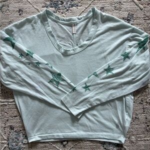 Free People Movement‎ Top Womens XS Melrose Star Light Green Beachy Gym Workout